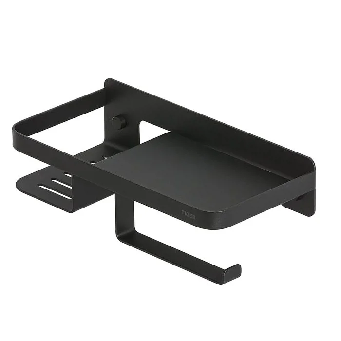 Tiger Caddy Toilet Roll Holder With Shelf - Black - Image 5
