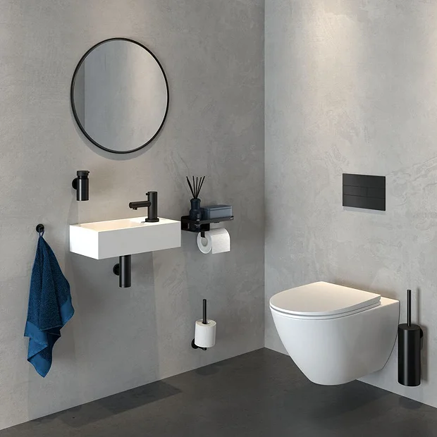 Tiger Caddy Toilet Roll Holder With Shelf - Black