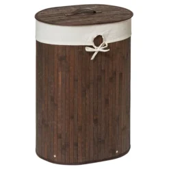 Saroma Oval Bamboo Laundry Hamper - Dark Brown