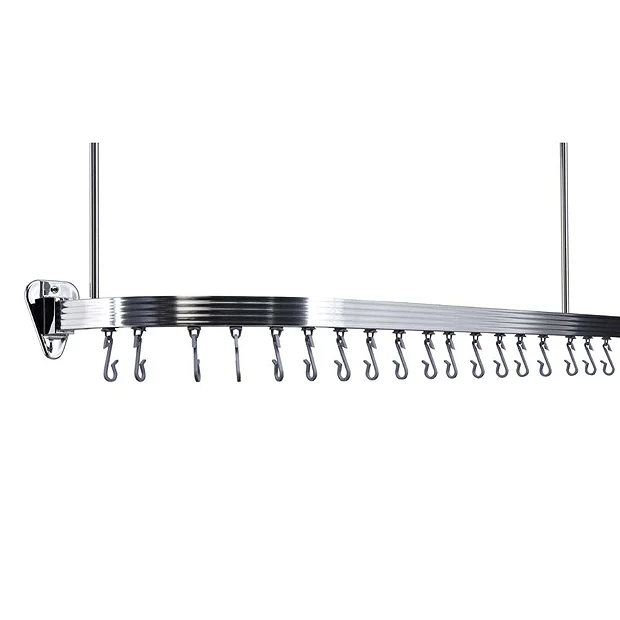 Aqualona Profile Shower Curtain Track And Hooks - Chrome - Image 2