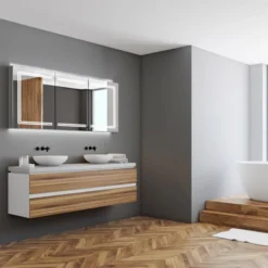 HIB Edge 120 LED Illuminated Aluminium Mirror Cabinet