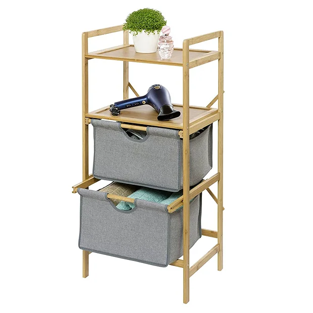 Wenko Bahari Bamboo Shelf Unit With 2 Drawers - Image 2