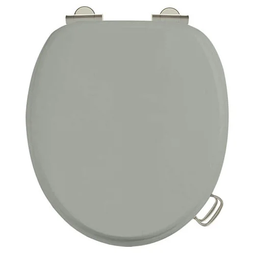 Burlington Soft Close Toilet Seat With Chrome Hinges And Handles - Dark Olive - Image 2