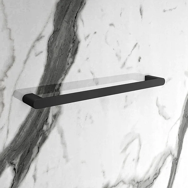 Arezzo Matt Black 500mm Wall Mounted Towel Rail - Image 2