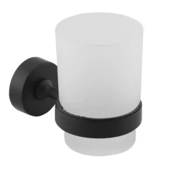 Arezzo Round Matt Black 4-Piece Bathroom Accessory Pack