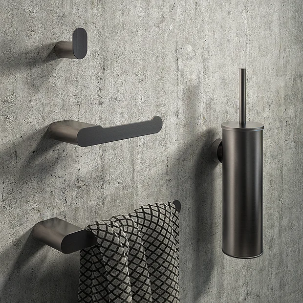 Arezzo Brushed Gunmetal Grey 4-Piece Bathroom Accessory Pack - Image 2