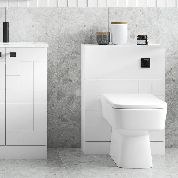Arezzo Concealed WC Cistern Incl. Matt Black Square Flush Plate - Image 3
