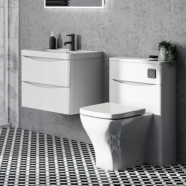 Arezzo Concealed WC Cistern Incl. Matt Black Square Flush Plate