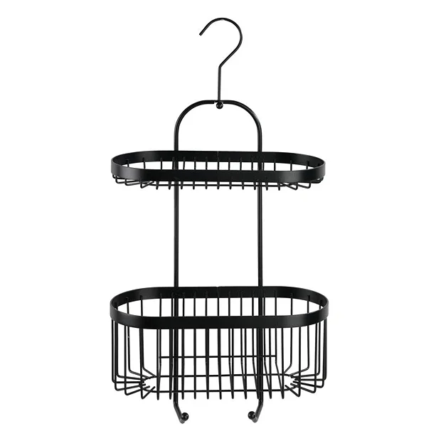 Black 2-Tier Hanging Shower Caddy - Image 3