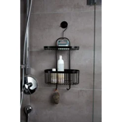 Black 2-Tier Hanging Shower Caddy