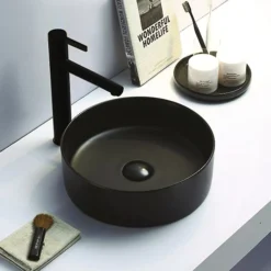 Arezzo Matt Black Ceramic Unslotted Click Clack Basin Waste