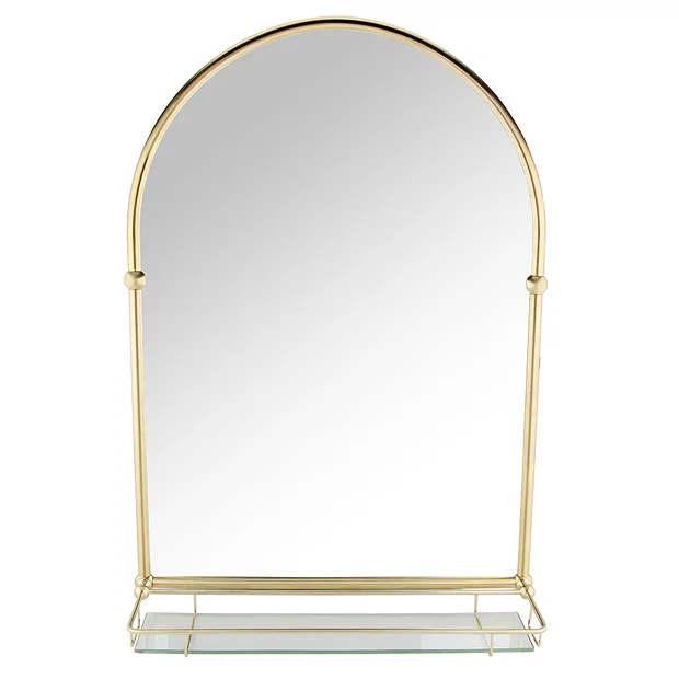 Chatsworth Traditional 700 X 490mm Arched Mirror With Glass Shelf - Brushed Brass - Image 5