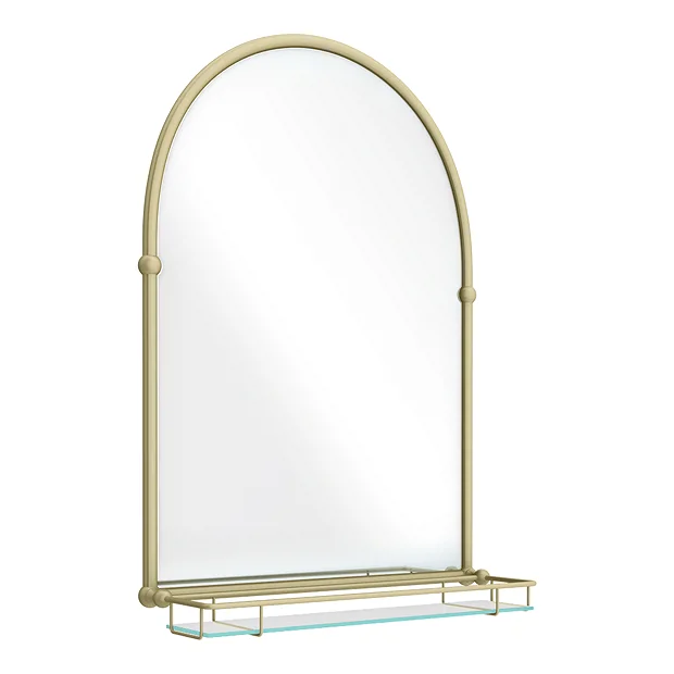 Chatsworth Traditional 700 X 490mm Arched Mirror With Glass Shelf - Brushed Brass