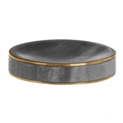 Toreno Grey Marble Brass Effect Soap Dish