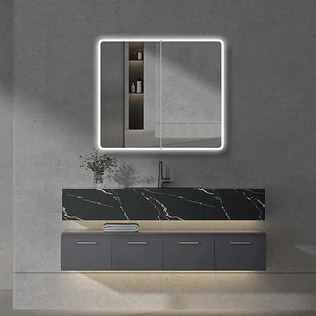 Toreno 700 X 800mm LED Illuminated 2-Door Mirror Cabinet With Motion Sensor, Shaving Socket & Anti-Fog - Image 6