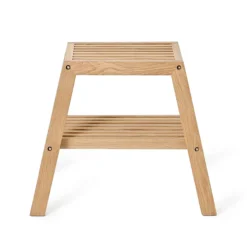 Natural Oak Slatted Bathroom Stool