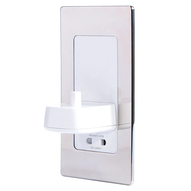 Proofvision Oral-B In Wall Electric Toothbrush Charger With Shaver Socket - Polished Steel - Image 4