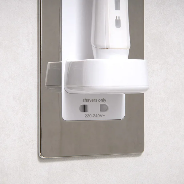 Proofvision Oral-B In Wall Electric Toothbrush Charger With Shaver Socket - Polished Steel