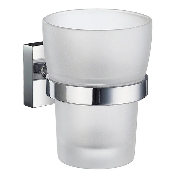 Smedbo House - Polished Chrome Holder With Frosted Glass Tumbler - Image 2