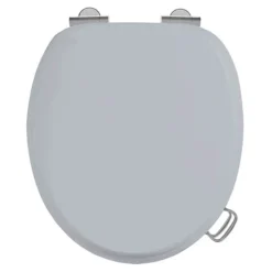 Burlington Soft Close Toilet Seat With Chrome Hinges And Handles - Classic Grey