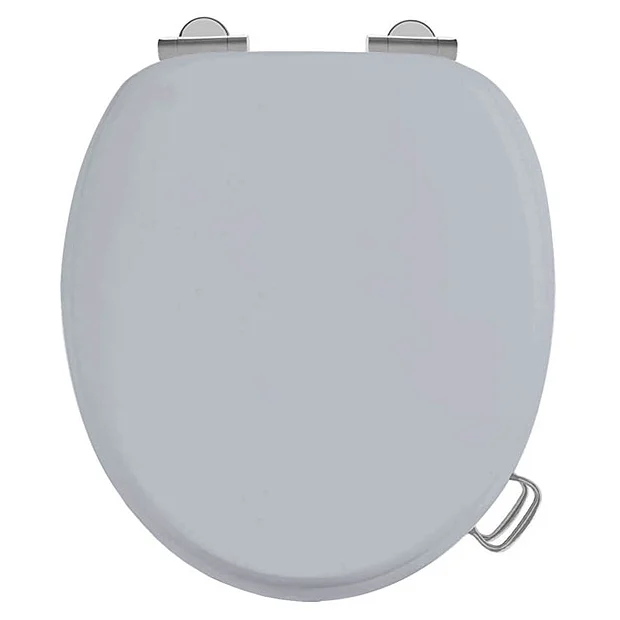 Burlington Soft Close Toilet Seat With Chrome Hinges And Handles - Classic Grey