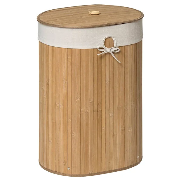 Saroma Oval Bamboo Laundry Hamper - Natural - Image 2