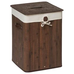 Saroma Square Bamboo Laundry Hamper - Dark Brown