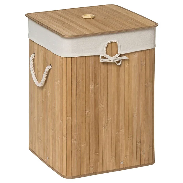 Saroma Square Bamboo Laundry Hamper - Natural - Image 2