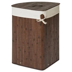Saroma Corner Bamboo Laundry Hamper - Dark Brown