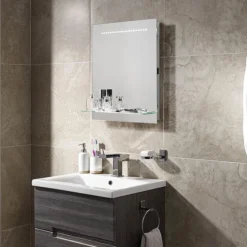 Sensio Nyla LED Mirror With Integrated Glass Shelf, Demister Pad & Shaving Socket