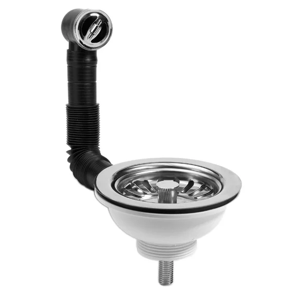 Stainless Steel Basket Strainer Kitchen Sink Waste With Overflow