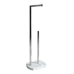 Trafalgar White Marble Effect Freestanding Toilet Roll & Spare Paper Holder