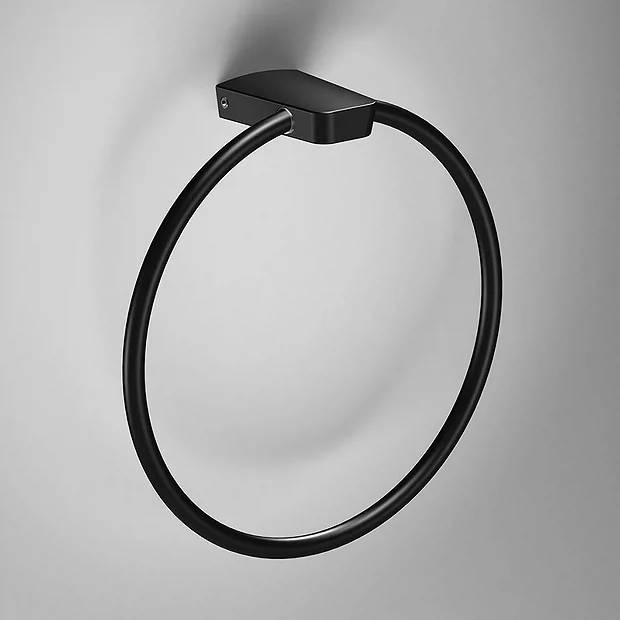Venice Square Black Towel Ring