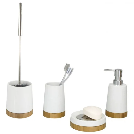 Wenko Bamboo Ceramic Bathroom Accessories Set - Image 2