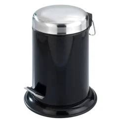 Wenko Retoro 3 Litre Cosmetic Pedal Bin - Stainless Steel - Black