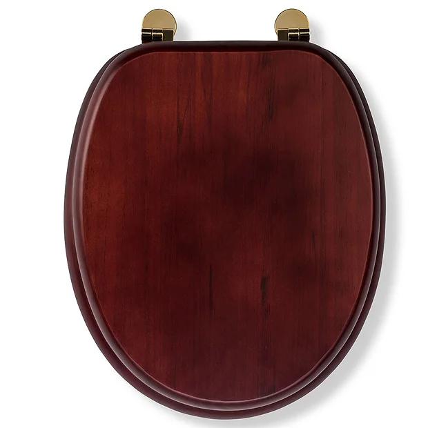 Croydex Mahogany Effect Solid Wood Toilet Seat With Brass Effect Fixings - Image 5