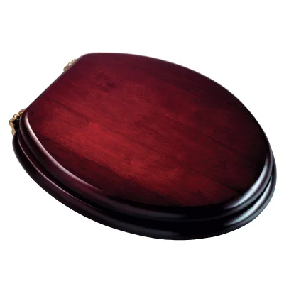 Croydex Mahogany Effect Solid Wood Toilet Seat With Brass Effect Fixings - Image 2