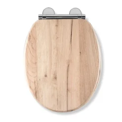 Croydex Corella Grey Oak Effect Flexi-Fix Toilet Seat With Soft Close And Quick Release