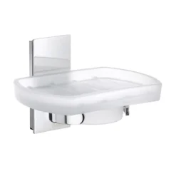 Smedbo Pool Holder With Frosted Glass Soap Dish - Polished Chrome