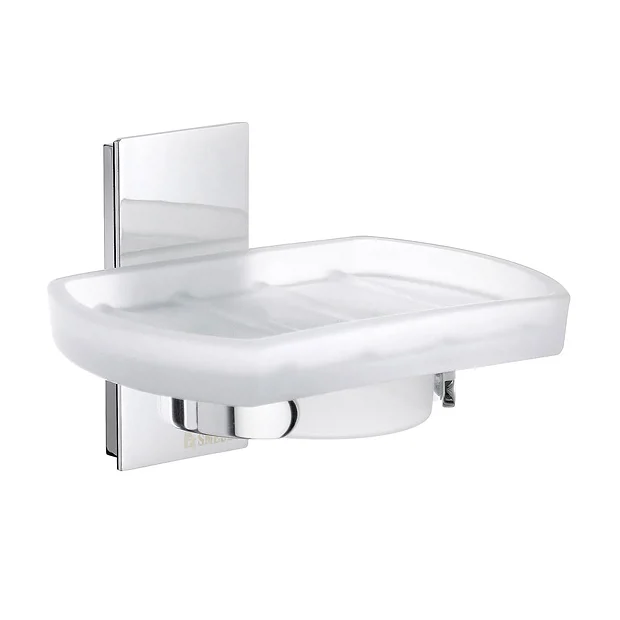 Smedbo Pool Holder With Frosted Glass Soap Dish - Polished Chrome
